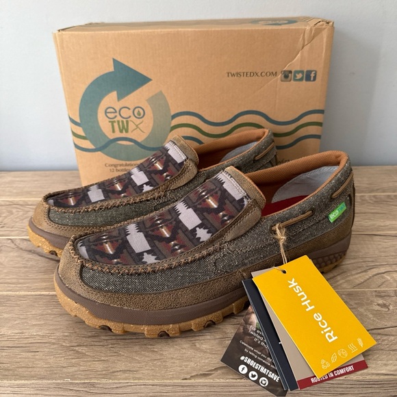 TWISTED X Casual Shoes Aztec Western Slip On Moccasin Brown MXC0006 NEW BOX 9.5w - Picture 1 of 12
